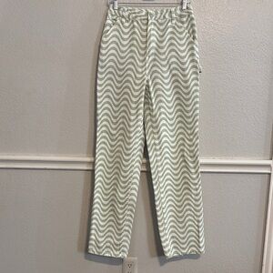 PacSun Wavy Patterned 90’s BF Carpenter Jeans in Green and White